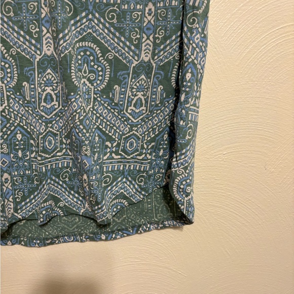 Lucky Brand Green Boho Print Sleeveless Blouse Tie Neck Womens L - Picture 7 of 8